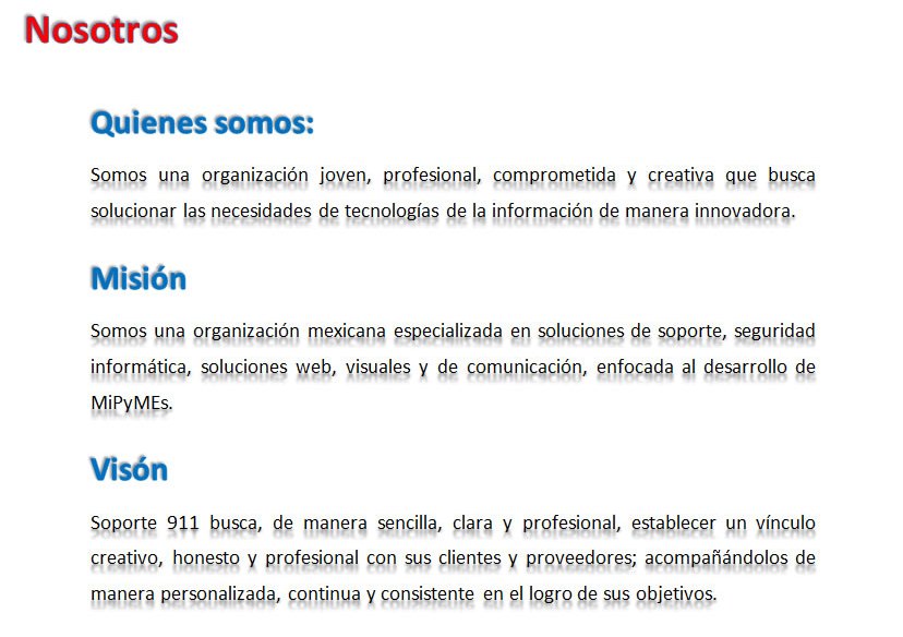 nosotros, vision, mision 